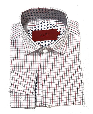 Elie Balleh Little Boys Red Plaid Short Sleeve Slim Fit Shirt