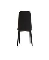 Modern Dining Chair with Pu Leather and Black Legs, Set of 4 (Beige and Black)