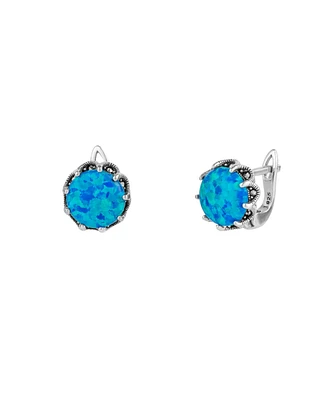 Spero London Round Opal High Quality Sterling Silver Earrings