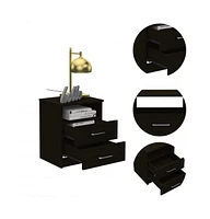 Nightstand with Open Compartment and Two Drawers for Bedroom Storage and Bedside Use
