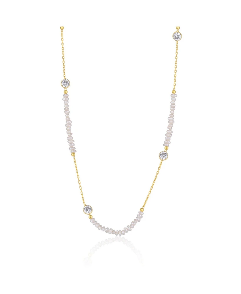 Spero London Baroque Irregular Pearl Jewelled Sterling Silver Chain Necklace In Gold