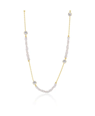 Spero London Baroque Irregular Pearl Jewelled Sterling Silver Chain Necklace In Gold