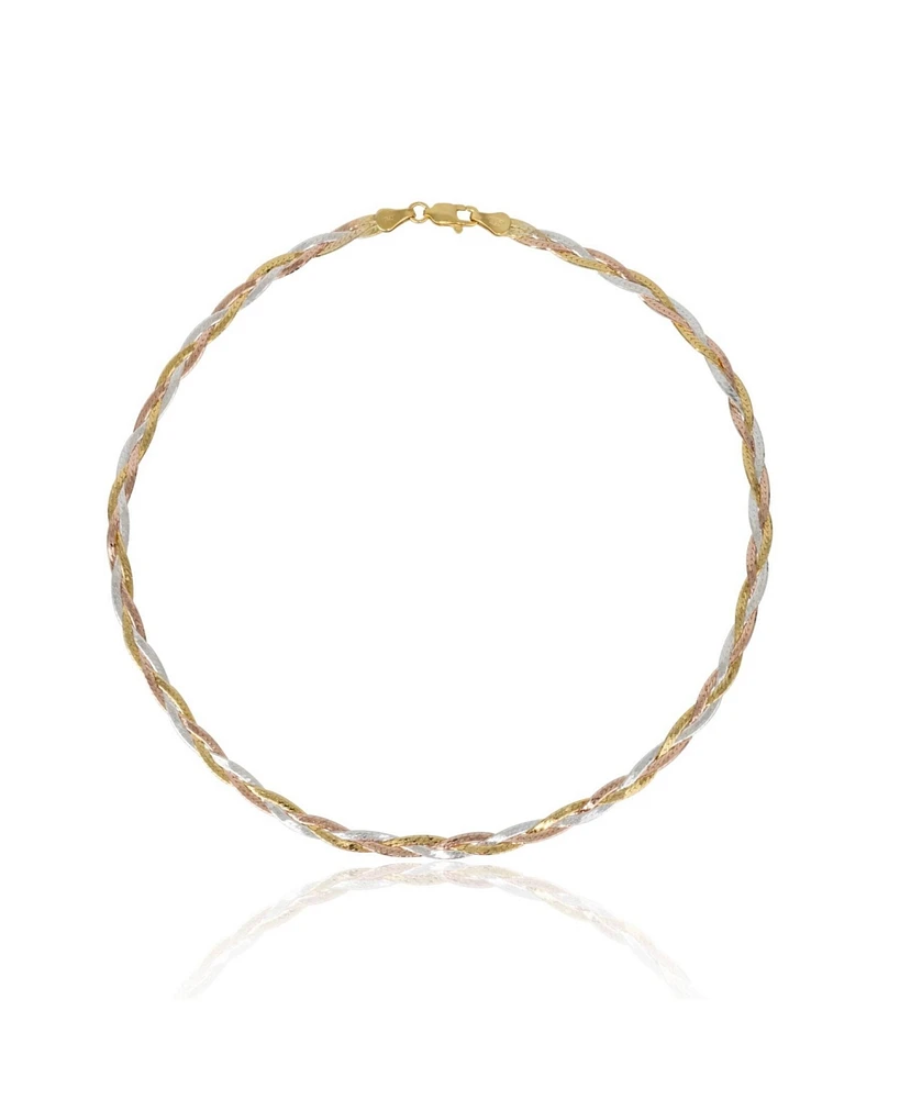 Spero London Gold Rose Gold and Silver Spiral Sterling Silver Flat Necklace