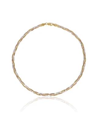 Spero London Gold Rose Gold and Silver Spiral Sterling Silver Flat Necklace