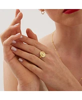 Spero London Sun Face Embossed Sterling Silver Medal Ring