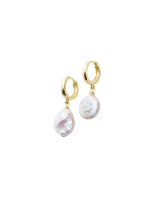 Spero London Treated Freshwater Cultured Baroque Pearl Hoop Earrings