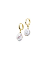 Spero London Treated Freshwater Cultured Baroque Pearl Hoop Earrings