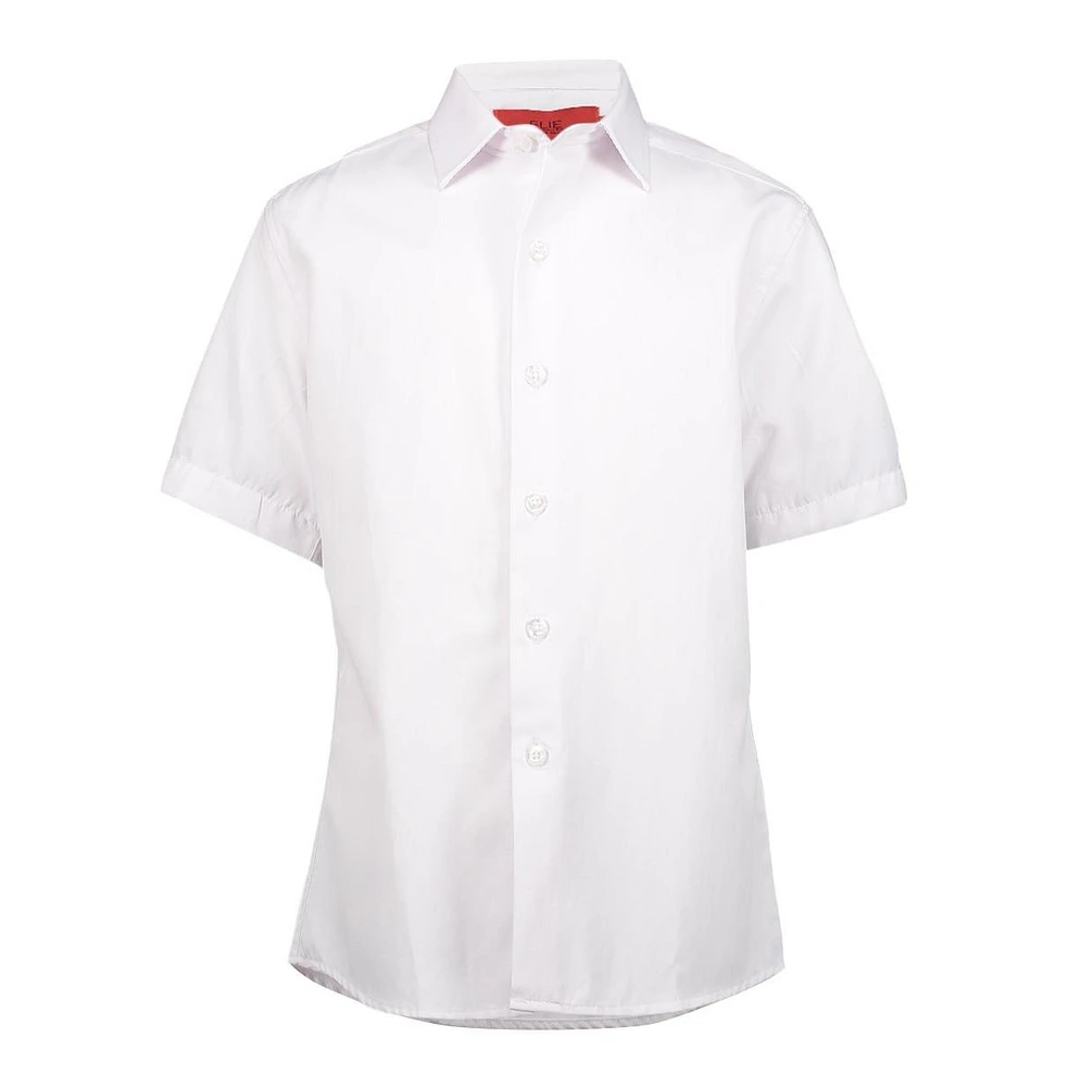 Elie Balleh Big Boys White Short Sleeve Polka Dot Slim Fit Shirt