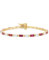 Created Sapphire (3 ct. t.w.) & White Bracelet 14k Yellow Gold Over Sterling Silver