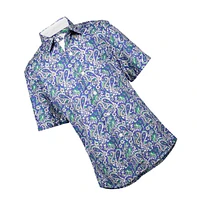Elie Balleh Big Boys Blue Paisley Slim Fit Short Sleeve Shirt
