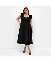 City Chic Plus Roselyn Ruffle Tulle Midi Dress