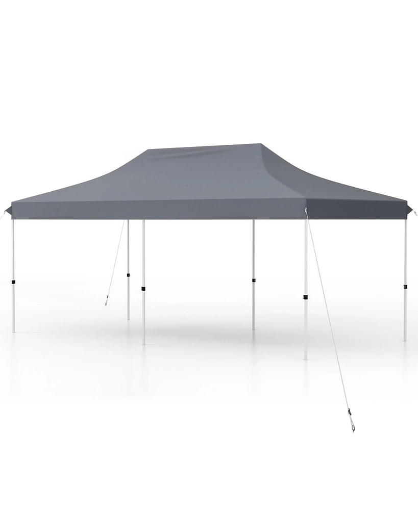 10 x 20 Ft Pop-up Canopy Tent with Carrying Bag-Gray
