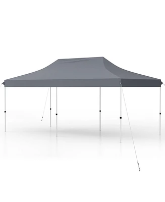 10 x 20 Ft Pop-up Canopy Tent with Carrying Bag-Gray