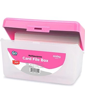 Enday Index Card Holder Red, 3x5 Note Flash Card Organizer Case, Index Card File w/flip top, Notecard Recipe, Holder, Holds 250 Cards (1 Pc)