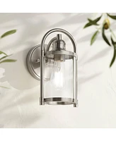 Avani Rustic Farmhouse Outdoor Wall Light Fixture Brushed Nickel 10 1/4" Clear Glass for Exterior Barn Deck House Porch Yard Patio Outside Garage