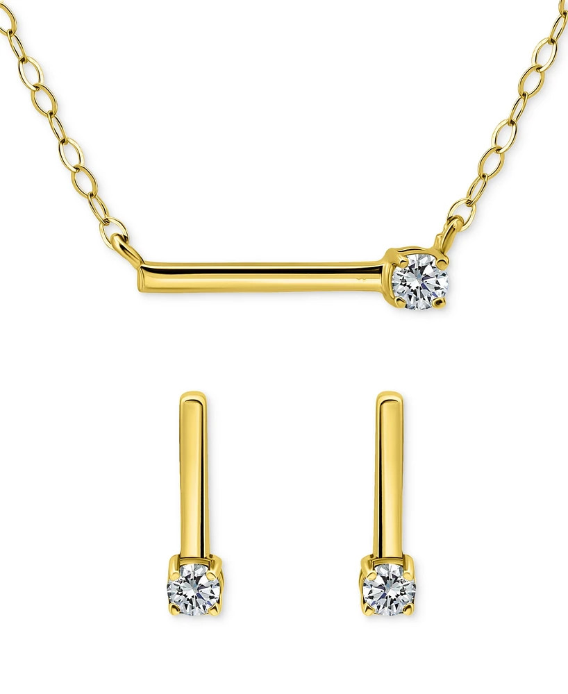Giani Bernini Cubic Zirconia Bar Statement Necklace & Drop Earrings Set 18k Gold over Sterling Silver (also Silver), Exclusively at Mac