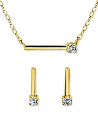 Giani Bernini Cubic Zirconia Bar Statement Necklace & Drop Earrings Set 18k Gold over Sterling Silver (also Silver), Exclusively at Mac
