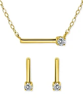 Giani Bernini Cubic Zirconia Bar Statement Necklace & Drop Earrings Set 18k Gold over Sterling Silver (also Silver), Exclusively at Mac