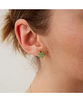 Spero London Four Leaves Clover Sterling Silver Stud Earring - Green