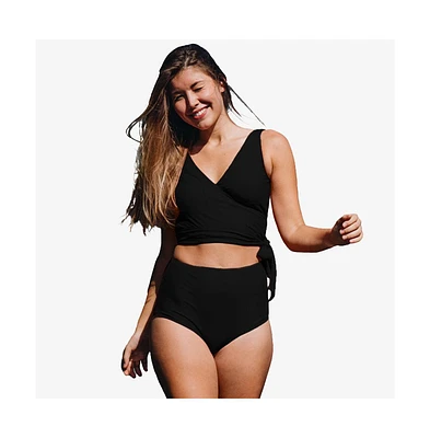 Calypsa Plus Emery 2-Piece Wrap Style Swim Set With Reversible Top and High-Waisted Bottom