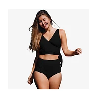 Calypsa Plus Emery 2-Piece Wrap Style Swim Set With Reversible Top and High-Waisted Bottom