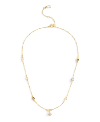 Coach Faux Stone Signature Heritage Cultivated Pearl Charm Strand Necklace