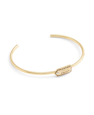 Coach Gold Signature Hangtag Thin Cuff Bracelet
