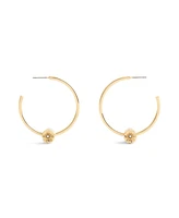 Coach Faux Stone Signature Tea Rose Medium Hoop Earrings