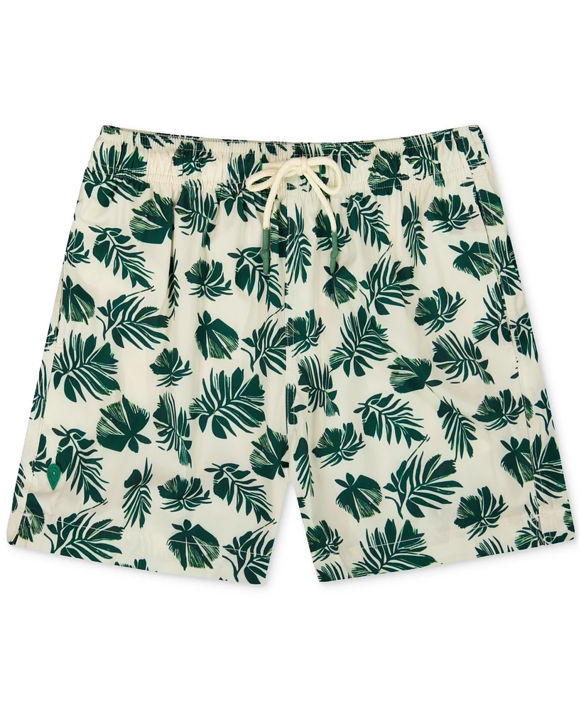 Sunset and Vines Men's Leaf-Print Woven Swim Trunks