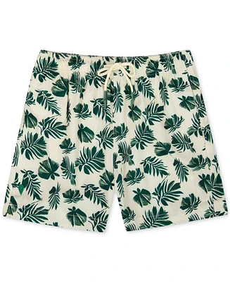 Sunset and Vines Men's Leaf-Print Woven Swim Trunks