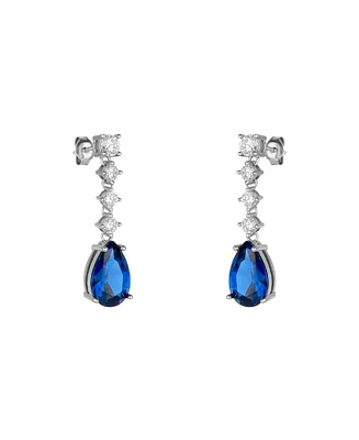 Spero London Pear Shape Sapphire Color Sterling Silver Drop Earrings
