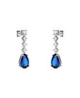 Spero London Pear Shape Sapphire Color Sterling Silver Drop Earrings