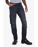 Raw X Men's All Over Cargo Pocket Straight Fit Fashion Jeans