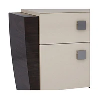 Two-Drawer Mirrored Nightstand with Ample Storage and Wood Construction