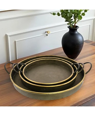 Versatile 3-Piece Round Tin Tray Set with Handles for All Settings