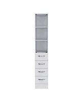 Bathroom Storage Cabinet with Glass Door and Sliding Drawers