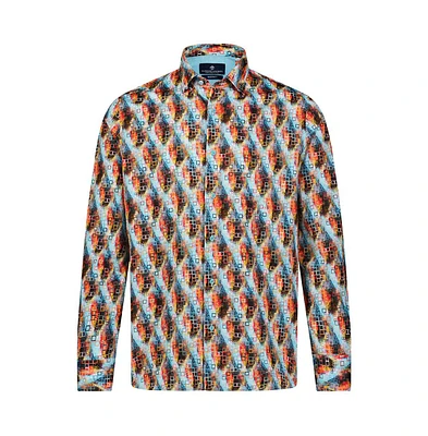 Luchiano Visconti Men's Multicolor Square Shirt
