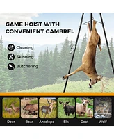 Tripod Game Hoist Deer Hanger 600 Lbs Capacity Deer Skinning Rack