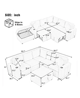 84.7" Convertible Sectional Sofa Bed with Ottoman