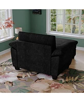 51" Chenille Chaise Lounge with Ottoman & Storage