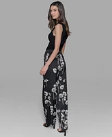 Karl Lagerfeld Paris Petite Floral Print Wide-Leg Pants