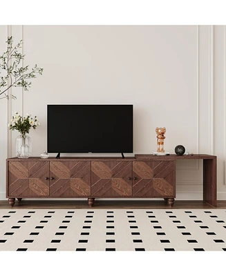 Modern Tv Cabinet with Extendable Storage and Adjustable Shelves (70"-90")
