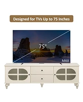 Modern 68.9" Tv Stand with Fluted Glass Doors for TVs up to 75