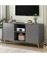 Modern Tv Stand with Adjustable Shelf, Metal Legs