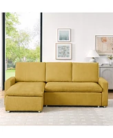 Convertible Sleeper Sofa Bed: 90" L-Shaped Sectional with Pull-Out Bed