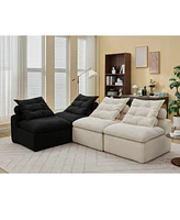 Modular Sofa: Diy, Corduroy, 4 Seats, No Armrests, Pillow-Back, Lumbar Pillow