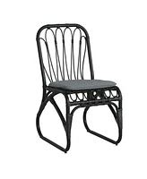 Outdoor Grey Wicker Dining Chairs (Set of 2) with Washable Cushions