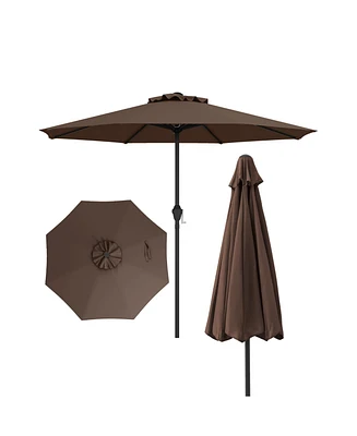 Outdoor Heavy Duty Market Umbrella with Crank Handle and 8 Sturdy Ribs