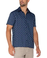 Liverpool Los Angeles Men's Short Sleeve Floral Print Button-Front Shirt