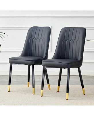 2 Black Pu Dining and Living Room Chairs (Set of 2)